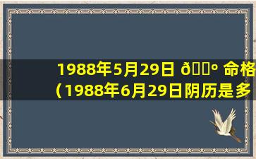 1988年5月29日 🐺 命格（1988年6月29日阴历是多少）